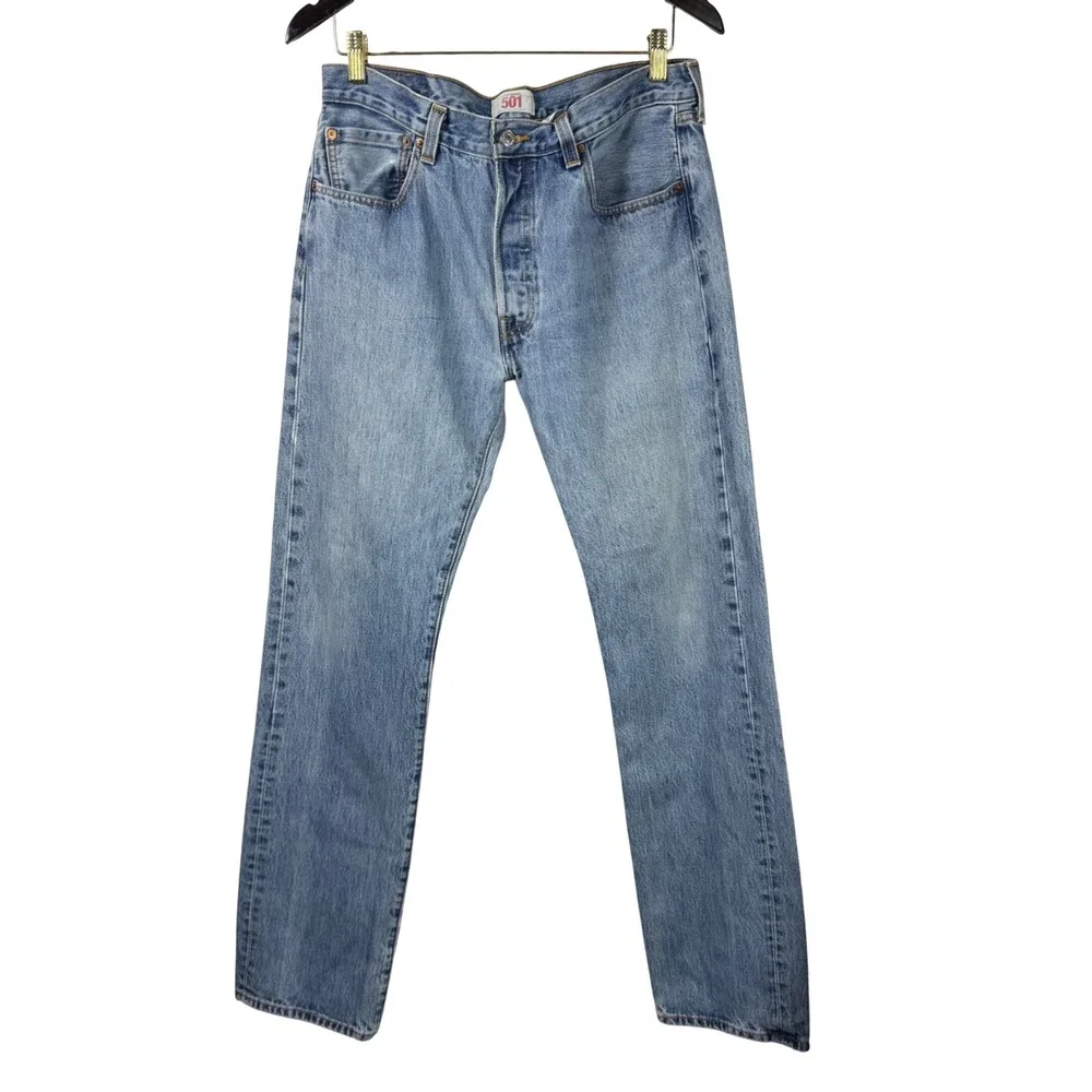 Vtg Levis 501 Original Straight Leg Button Fly Light Wash Jeans 90s Mens 32x34